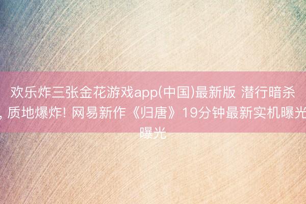 欢乐炸三张金花游戏app(中国)最新版 潜行暗杀， 质地爆炸! 网易新作《归唐》19分钟最新实机曝光