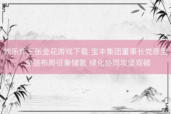 欢乐炸三张金花游戏下载 宝丰集团董事长党彦宝: 全链布局征象储氢 绿化协同攻坚双碳