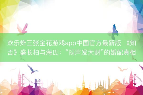 欢乐炸三张金花游戏app中国官方最新版 《知否》盛长柏与海氏：“闷声发大财”的婚配真相