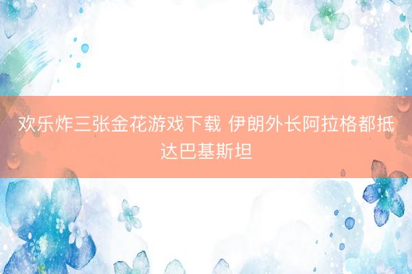 欢乐炸三张金花游戏下载 伊朗外长阿拉格都抵达巴基斯坦
